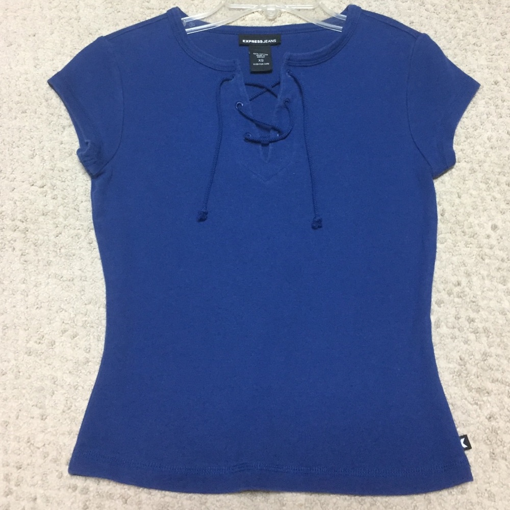 Y2K Vintage Express Jeans Blue Criss-cross top